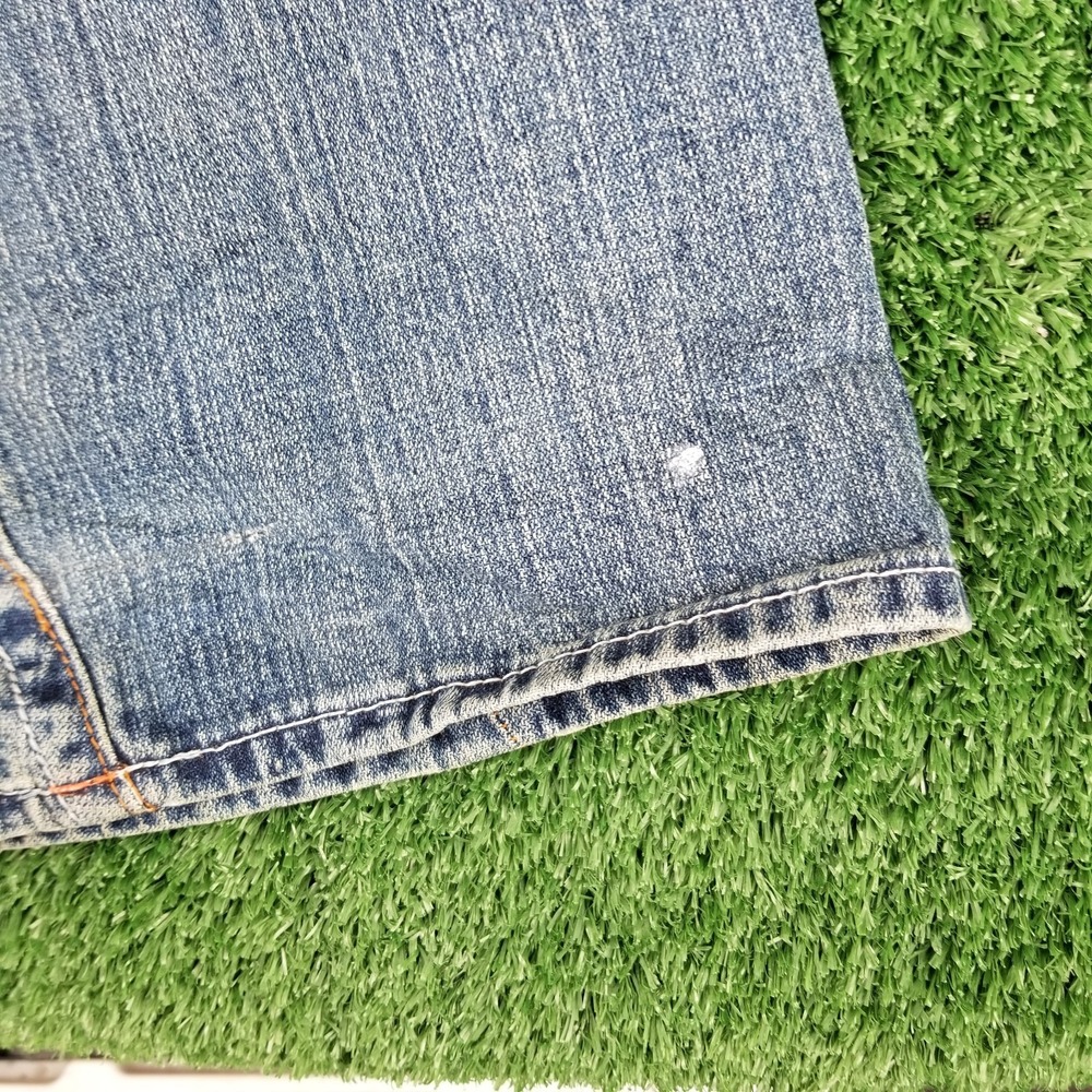 Vintage True‎ Religion Jeans Joey Embroidered Dragon 38x33 Blue Denim Flare 90s - Picture 6 of 16